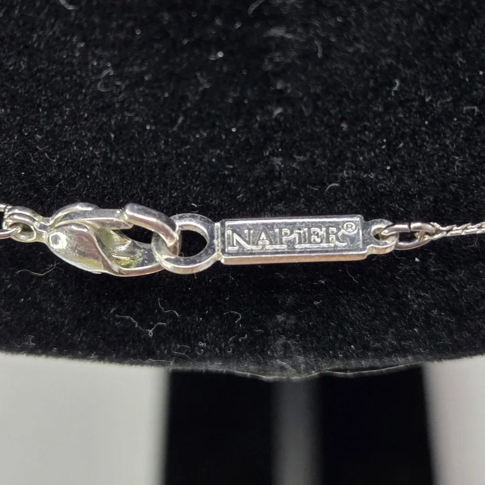 VTG Napier Silver Tone Beaded Necklace Signed 20" Alternate Brushed & Smooth 6mm - Picture 6 of 6